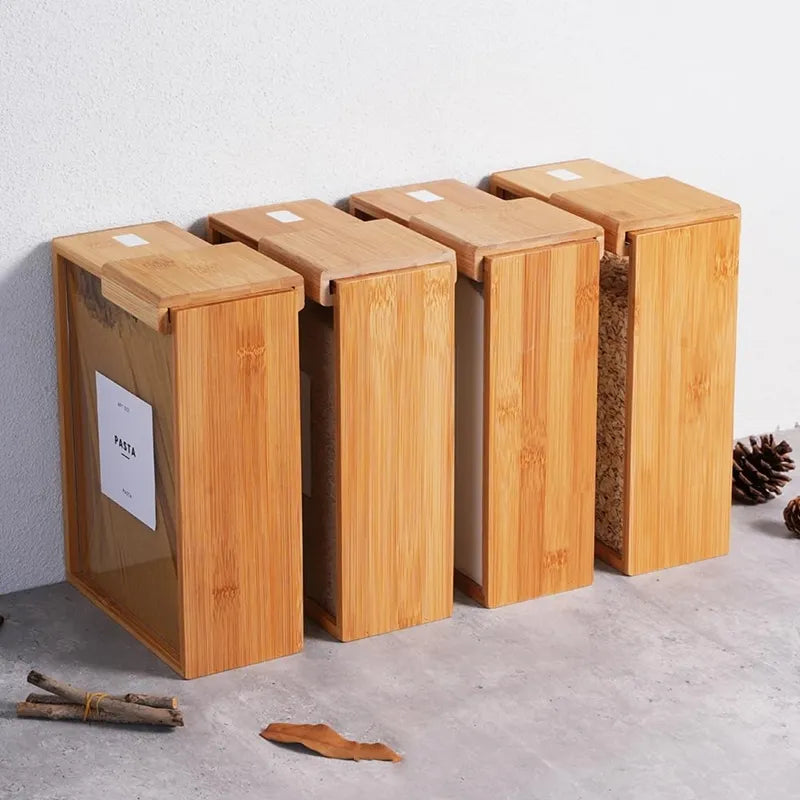 Wooden Rice Jar Box Premium Kitchen Storage Container