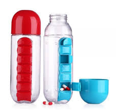 Water Bottle with Pill Box Organizer, Multi-Function Tablet Storage Device Portable Water Cup 800ml