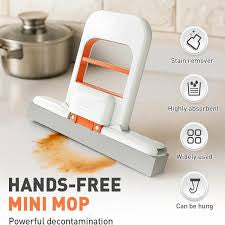 Foldable Desktop Mop, Mini Sponge Mop, Portable Mini Self Squeezing Wet Dry Mops For Bathroom & Kitchen