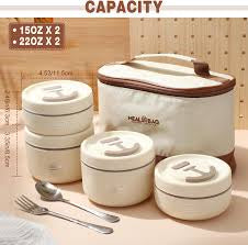 4pcs insulated lunch box with thermal bag