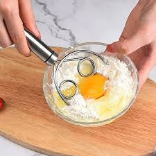 Simple Practical Dough Whisk Stainless Steel Handmade Mixer Double Coil Eggs Beater Mixer Tool Kitchen Baking Accessories