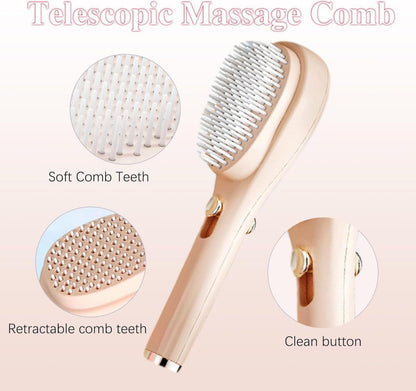 Self Cleaning Hair Brush, Massage Comb For Hair, Retractable Rotary Lift Self-Cleaning Comb