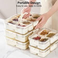 4 and 8 Grid Airtight Transparent Spice Box With Handle
