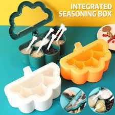 Kitchen Spice Box Set, Cloud Shape, 6 Compartments, Spice Pots, Spice Jars, Salt, Pepper, Spices, Storage Box, Container for Home Kitchen