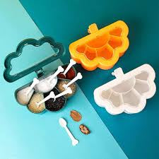 Kitchen Spice Box Set, Cloud Shape, 6 Compartments, Spice Pots, Spice Jars, Salt, Pepper, Spices, Storage Box, Container for Home Kitchen