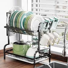 dish drainer rack with glass holder
