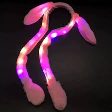 Kids bunny moving ears head muff with light and without light