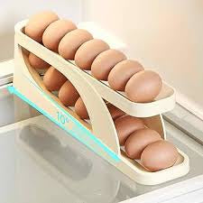 Automatic Scrolling Egg Rack, Double Layer Egg Dispenser, Counter Top Egg Storage Tray