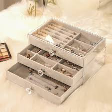 New Acrylic Jewellery Organizer Box vavlet