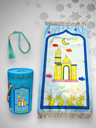 Kids Janamaz Rug With Gift Box, Children Prayers Mat With Tasbeh, Islamic Gifts Set With Prayers Beads With Coin Box, Kids Camera, Travel Prayer Mat
