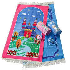 Kids Janamaz Rug With Gift Box, Children Prayers Mat With Tasbeh, Islamic Gifts Set With Prayers Beads With Coin Box, Kids Camera, Travel Prayer Mat