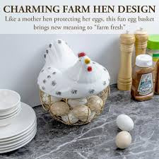 Luxury Hen-Shaped Egg Basket with Lid – Premium Kitchen Storage