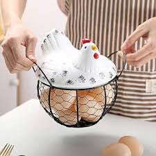 Luxury Hen-Shaped Egg Basket with Lid – Premium Kitchen Storage