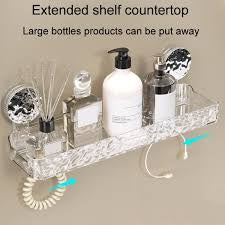 Acrylic wall mounted suction shelf