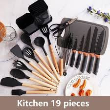 19Pcs Kitchen Utensils With Knife Set
