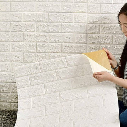 3D Brick Wallpaper Peel and Stick Panels, White Brick Textured Effect Wall Decor Adhesive Wall Paper for Bathroom, Kitchen, Living Room.