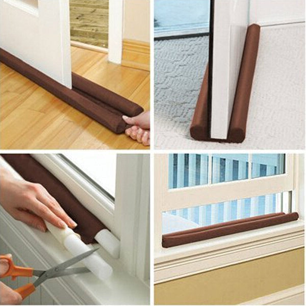 Bottom Door Draft Stopper 38 inches - Grey Adjustable Insulation Sound Proof Door Draft Blocker for Noise Light Smell Stopper