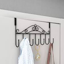7 Hook Iron Door Hanger, Door Rear Behind Hook, Wall Mounted Storage Hanger Hook, Wrought Iron Hooks for Home Bedroom Bathroom Hat Coat Clothes, Towel Hat Clothes Wall Rack