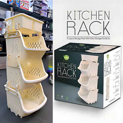 3 layer multipurpose kitchen storage rack