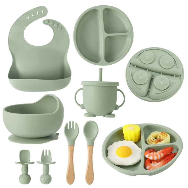 HAPPIMUMS SILICONE BABY 6IN1 TABLEWARE FEEDING SET
