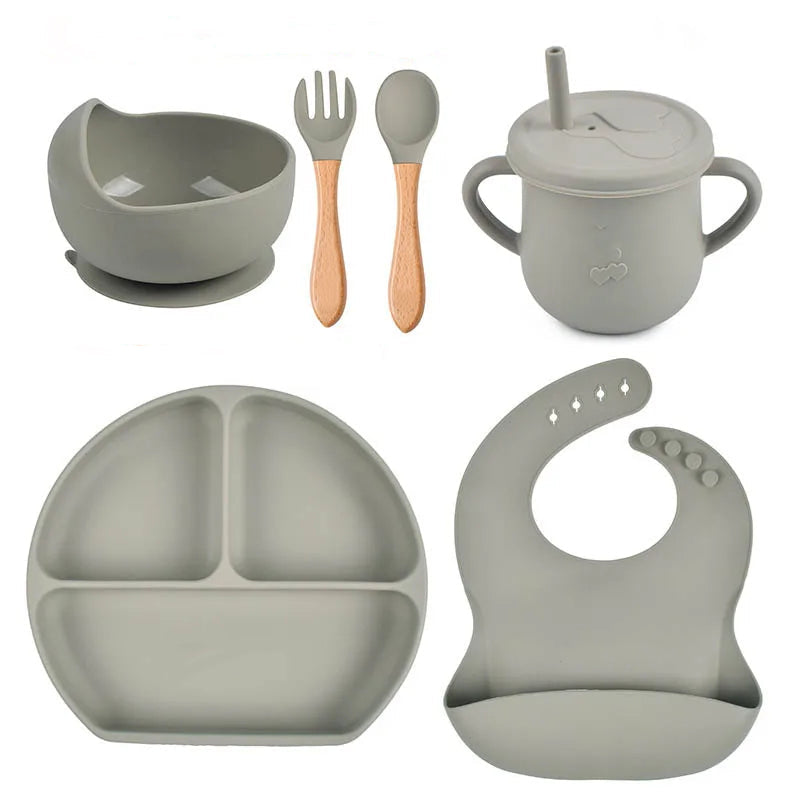 HAPPIMUMS SILICONE BABY 6IN1 TABLEWARE FEEDING SET