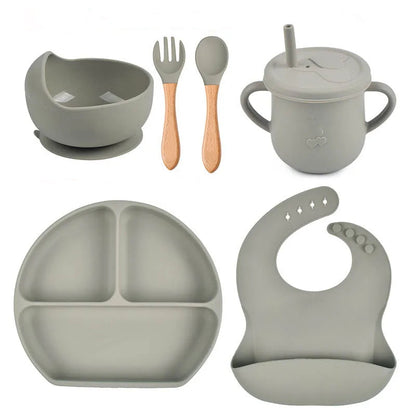 HAPPIMUMS SILICONE BABY 6IN1 TABLEWARE FEEDING SET
