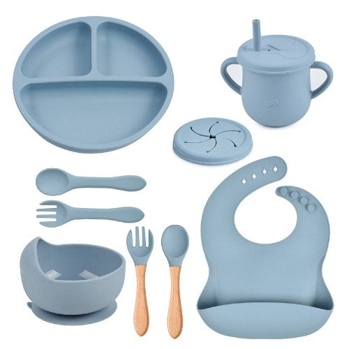 HAPPIMUMS SILICONE BABY 6IN1 TABLEWARE FEEDING SET