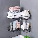 Self-Adhesive Iron Wall Corner Shelf for Bathroom and Kitchen Storage, Waterproof and Rustproof