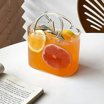 Luxury Glass Coffee Carry Cup Handbag Style Serving Mug & Aesthetic Decorative Display Container