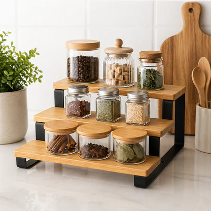 3 Tier Bamboo Organizer Shelf With Metal Base