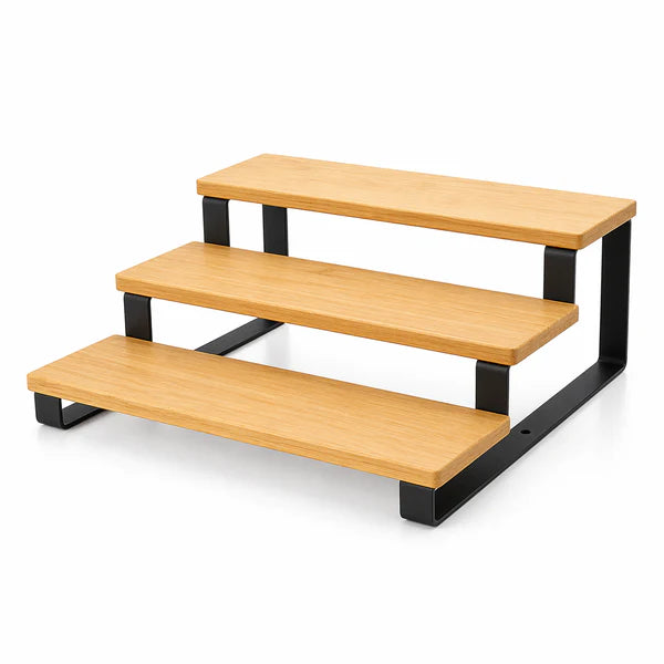 3 Tier Bamboo Organizer Shelf With Metal Base