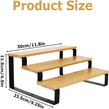 3 Tier Bamboo Organizer Shelf With Metal Base