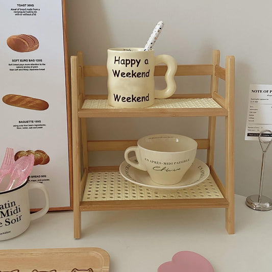 Double Layer Ladder Desktop Shelf Kitchen Cup Rack Bread Rack best for your kitchen