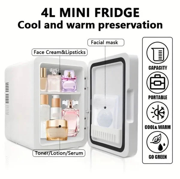 AC/DC 4L Vanity Mirror LED Portable Fridge
