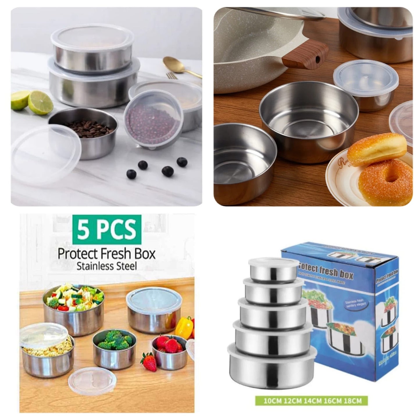 Stainless Steel 5pcs Bowl Set
Box Packing 🇨🇳