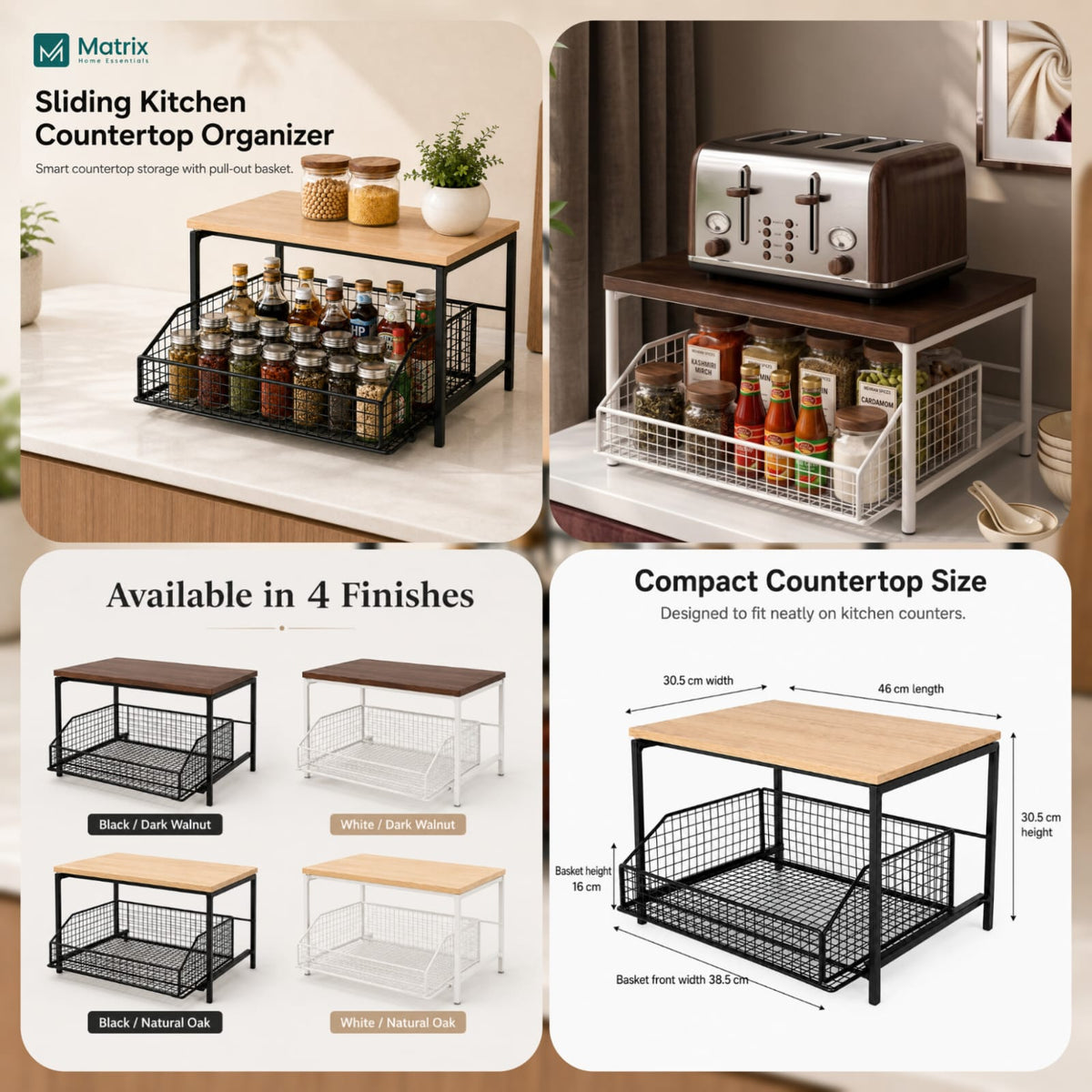 Matrix Sliding Kitchen Counter Organizer (Box Packing)