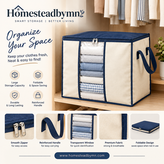 Large Storage Bags, Pack Clothes Storage Bins Foldable Closet Organizers Storage Containers with Reinforced Handle for Clothing